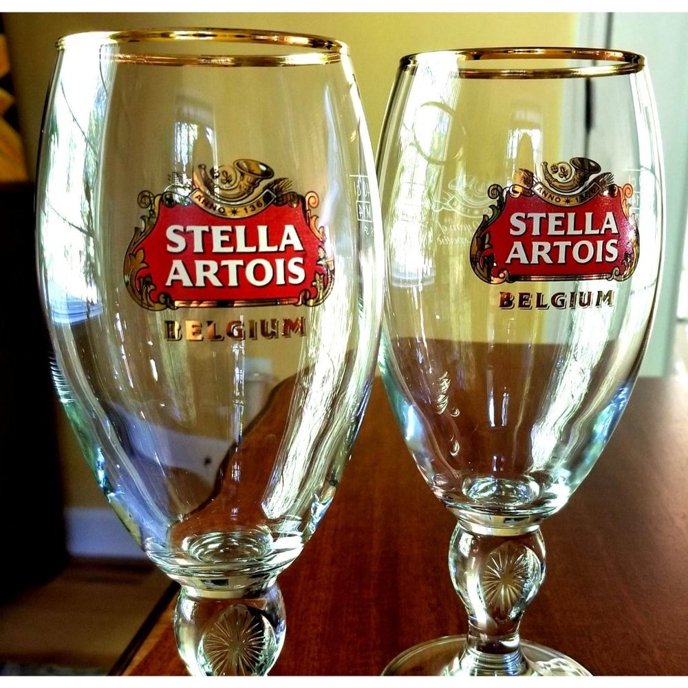 Stella Artois Pair Lot of 2 Vintage Liquor glasses